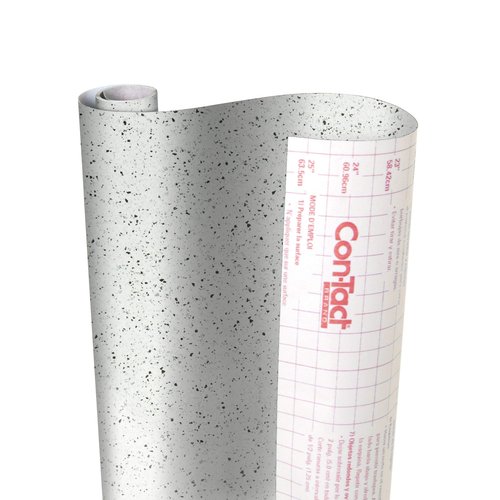 Con-Tact Brand Creative Covering, Self-Adhesive Shelf Liner, Multi-Purpose Vinyl Roll, Easy to Use and Apply, 18'' x 9', Granite Black and White