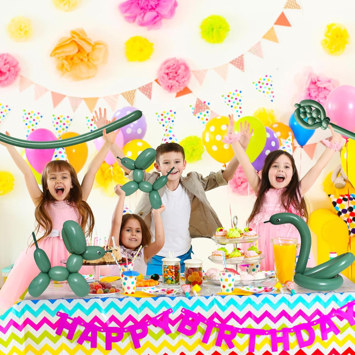 Sage Green 260Q Balloons by [Brand Name] - Thick Latex Twisting Balloons for Animal Models | 100pcs