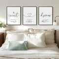 Sweet Dreams Wall Art by [Brand Name] - Modern Minimalist 3-Piece Canvas Set for Bedroom | 12x16 Inch