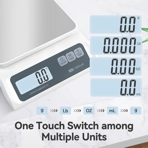 CYBERGIANT Precision Digital Food Scale - 13lb Capacity | Stainless Steel Platform & LCD Display for Meal Prep
