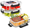 HOTEC 35OZ Glass Food Storage Container, Airtight Glass Lunch Fruit Containers with Lids - Microwave, Oven, Freezer and Dishwasher Safe, 2-PACK