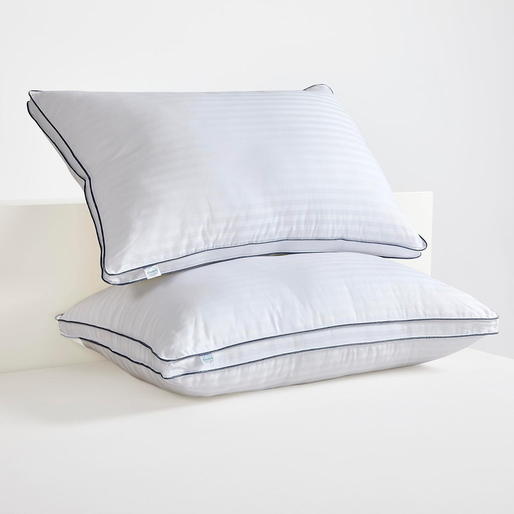 Skiennix Down Alternative Bed Pillows - Medium Support Gusseted Hotel Quality | King Size, Pack of 2