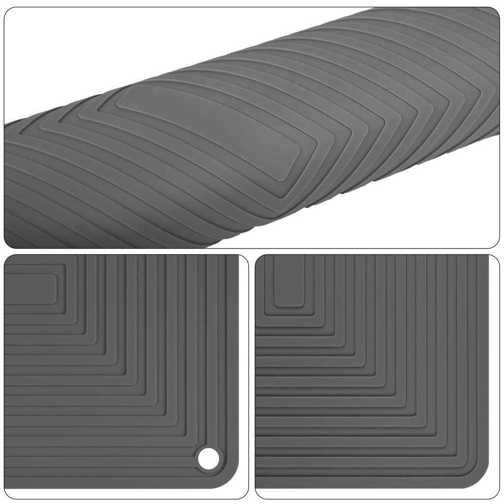 Smithcraft Beige Silicone Trivets for Hot Dishes Pots and Pans, Hot Pads for Kitchen, Rectangler Silicone Pot Holders, Heat Resistant Mat for Quartz Countertops, Multipurpose Trivet Mat Set 2