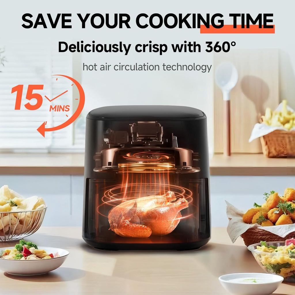 QIDO Air Fryer - 5 QT Compact Airfryer with Touchscreen Controls & Nonstick Basket - Black