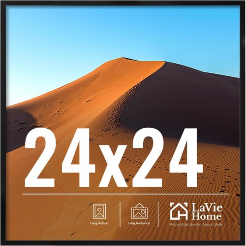 LaVie Home 24x24 Picture Frame - Classic Black Square Frame with HD Plexiglas for Wall Display