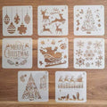 Christmas Stencils by [Brand Name] - 8 Reusable Plastic Templates for Art & DIY Decor | 5x5 Inch