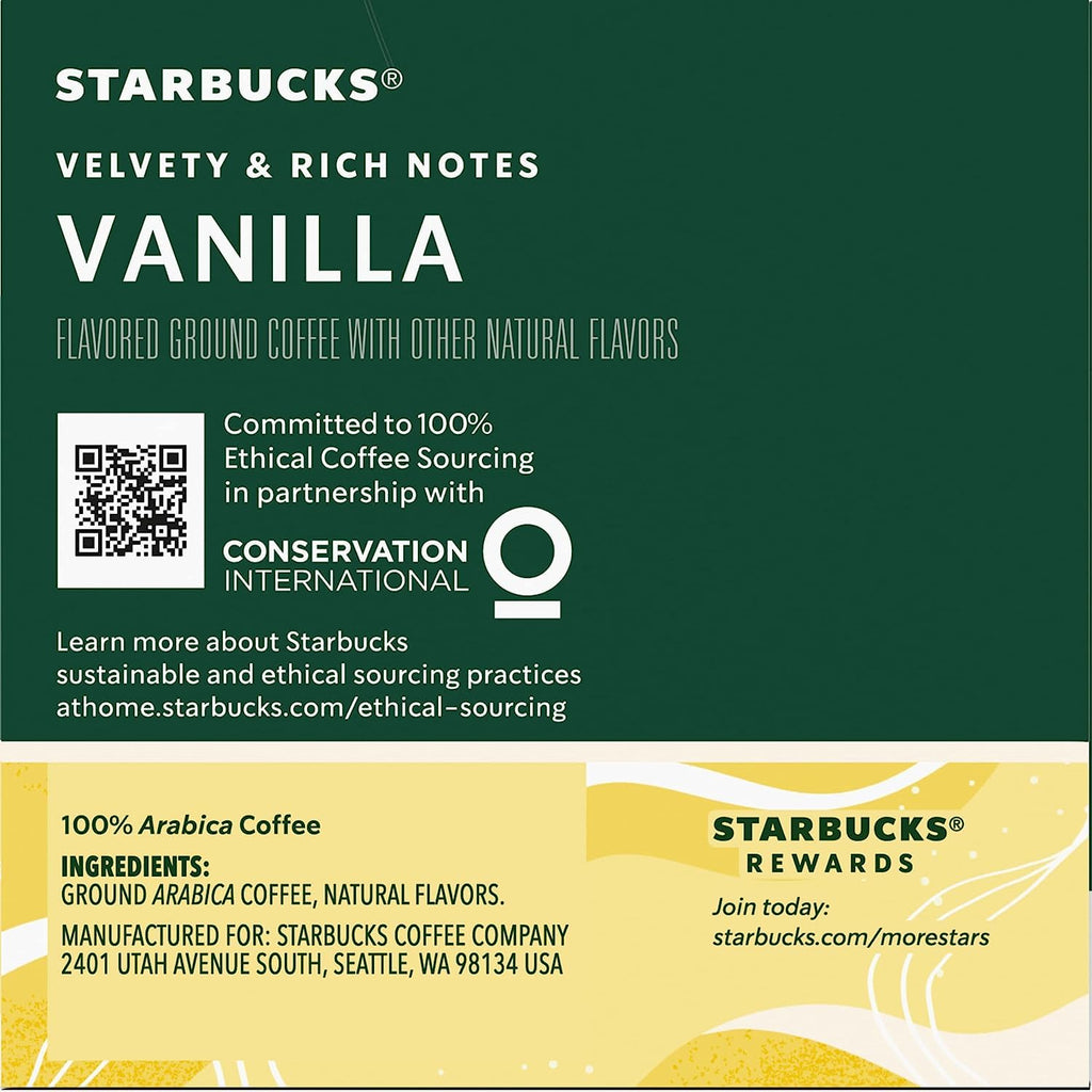 Starbucks Vanilla Flavored Coffee K-Cup Pods - Light Roast, 80 Count (8 Boxes) | Keurig Compatible