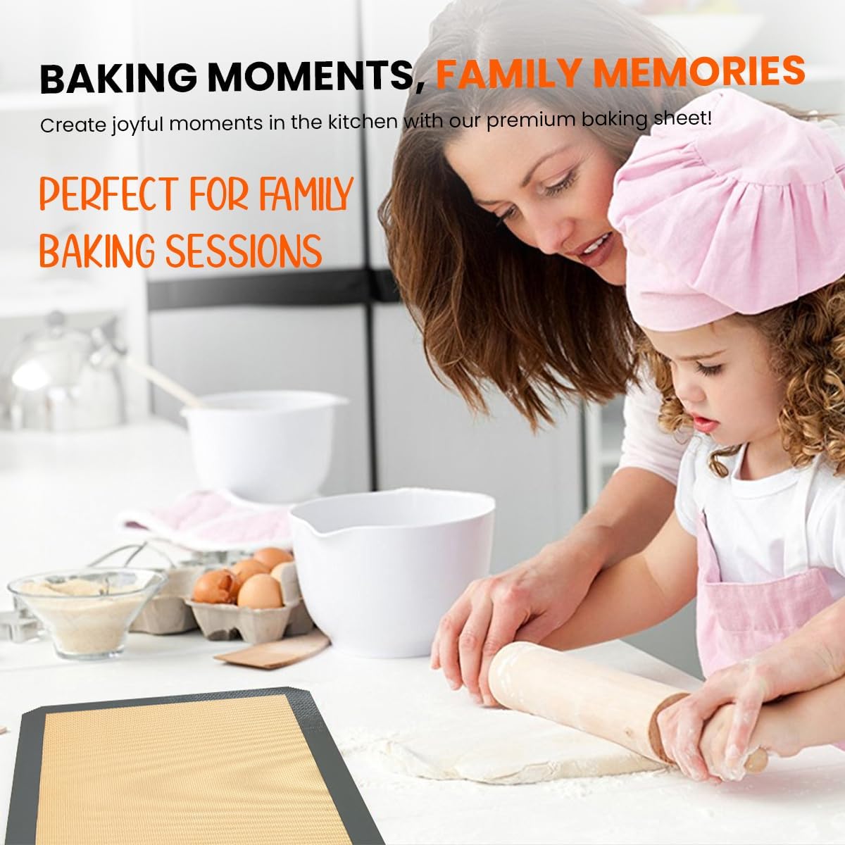 Skiennix Silicone Baking Mats - Non-Stick, Reusable 4-Pack | Heavy Duty Half Sheet for Macarons & Pastries