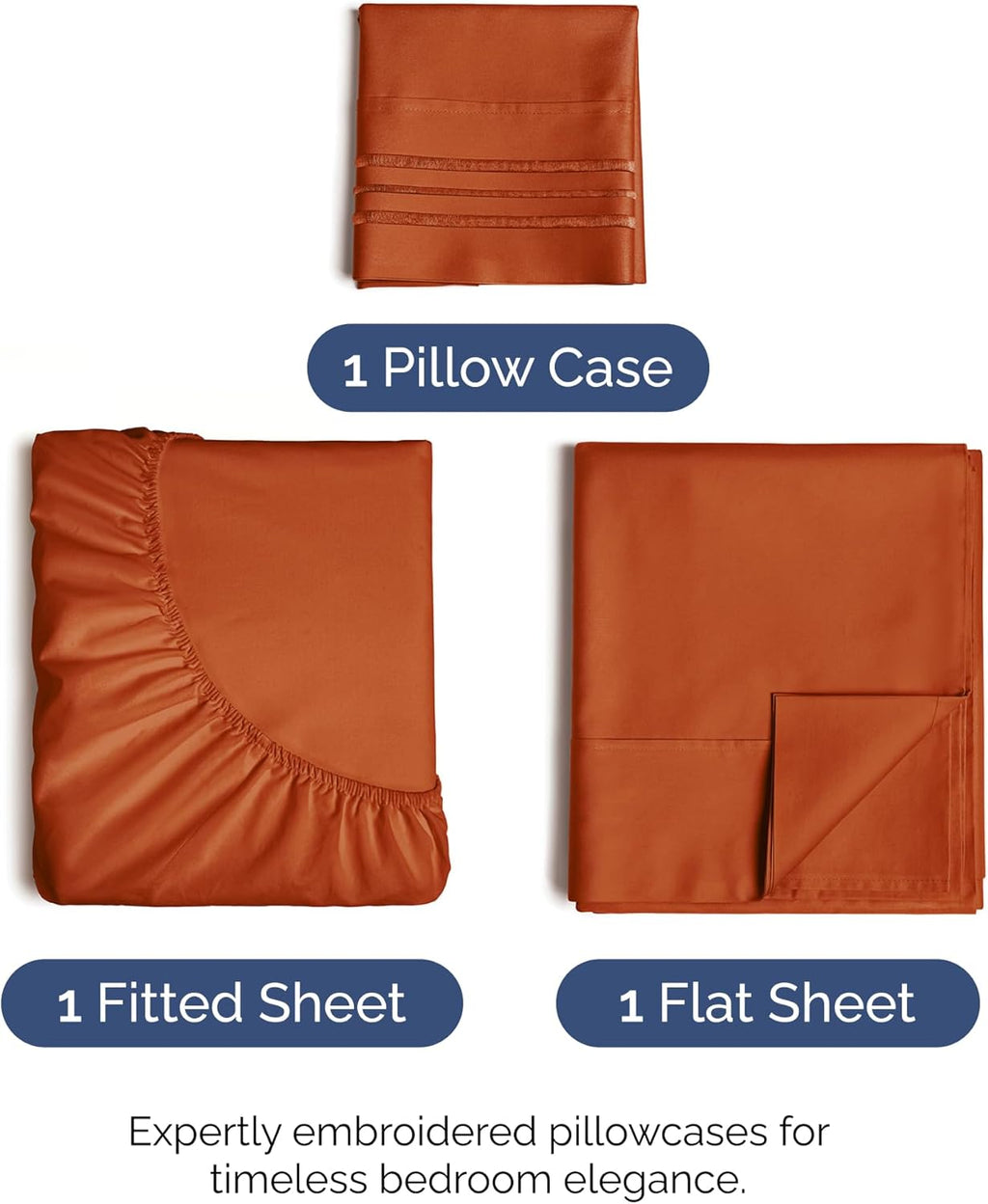 Skiennix Twin XL Sheet Set - Comfy Cooling Bed Sheets for All Ages - Deep Pockets, Soft & Wrinkle-Free - Terracotta
