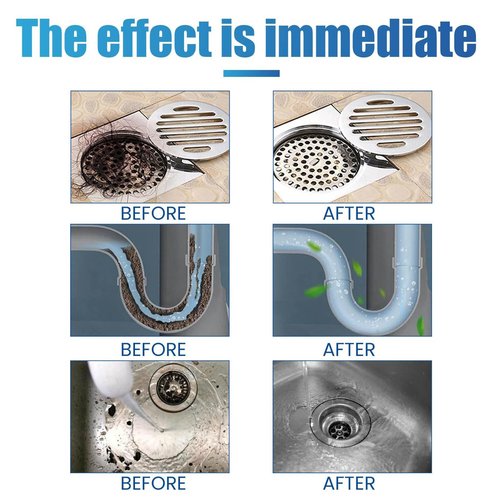 Pipeline Dredging Agent, Drain Clog Remover, Powerful Pipe Dredging Agent Powder, Sink and Drain Pipe Unclogging Agent For Kitchen Toilet (2)