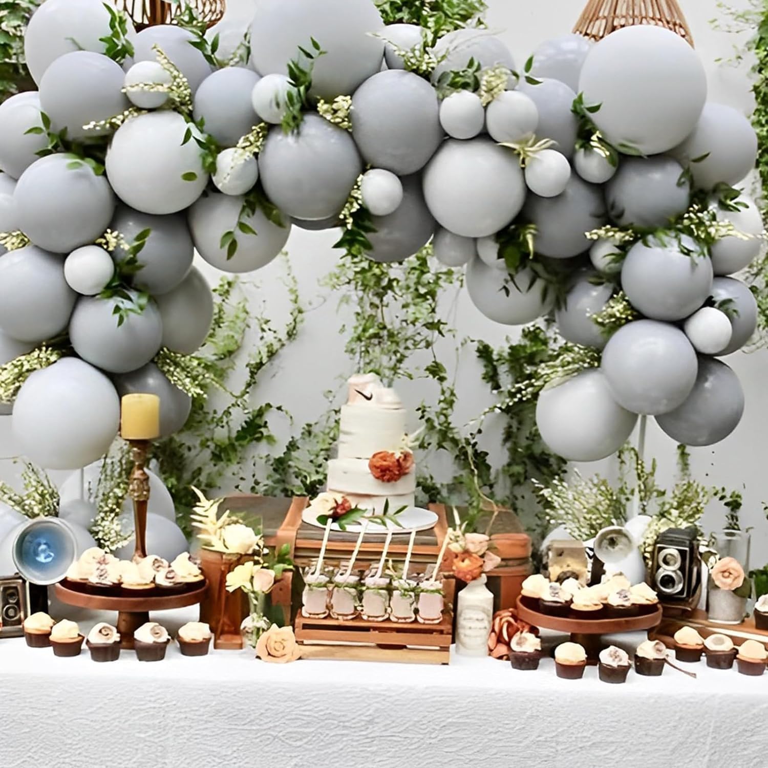 Voircoloria Gray Balloon Garland Kit - 90 Pack in 18/12/10/5 Inch Sizes | Perfect for Graduation, Weddings, and Baby Showers