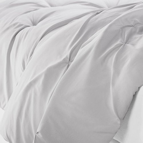 SERTA Simply Clean Soft Lightweight Pleated 3 Piece Hypoallergenic Comforter Set, Full/Queen, Grey