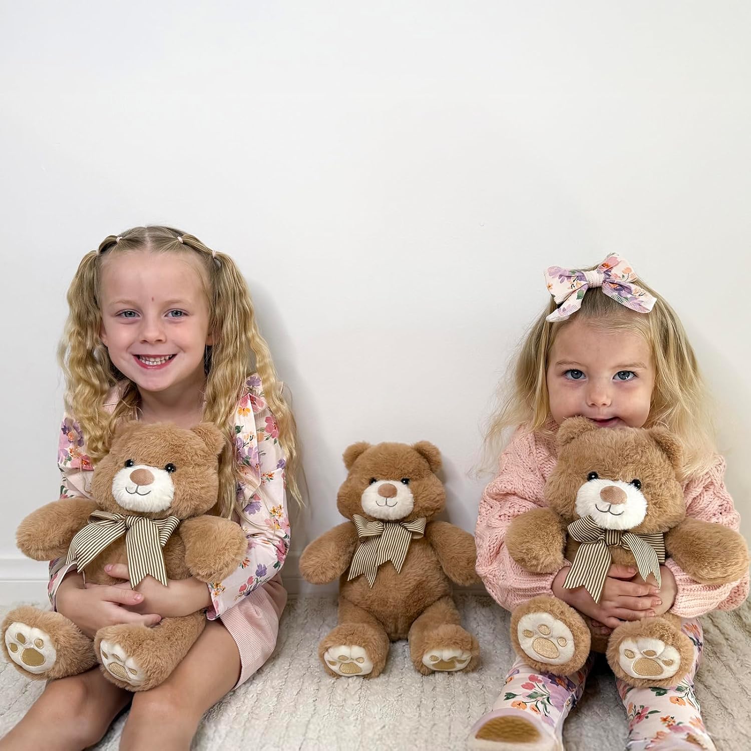 Skiennix 14" Teddy Bear Plush | Soft Snuggle Toy with Chubby Face & Bow Tie | Perfect Gift for Kids & Adults