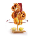 avvkfcmn Rotating Pretzel Holder Stand, Wooden Tree-Shaped Pretzel Stand for Pretzels, Donuts, Bagels, and Sausages, Ideal for Oktoberfest, Parties, and Bakeries (7.68" x 7.68" x 16.5")
