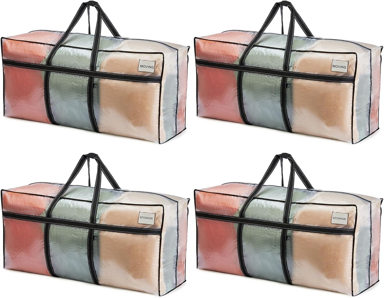 VENO Extra Large Moving Bags - Heavy Duty Storage Solution for College & Christmas | Clear 4 Pack