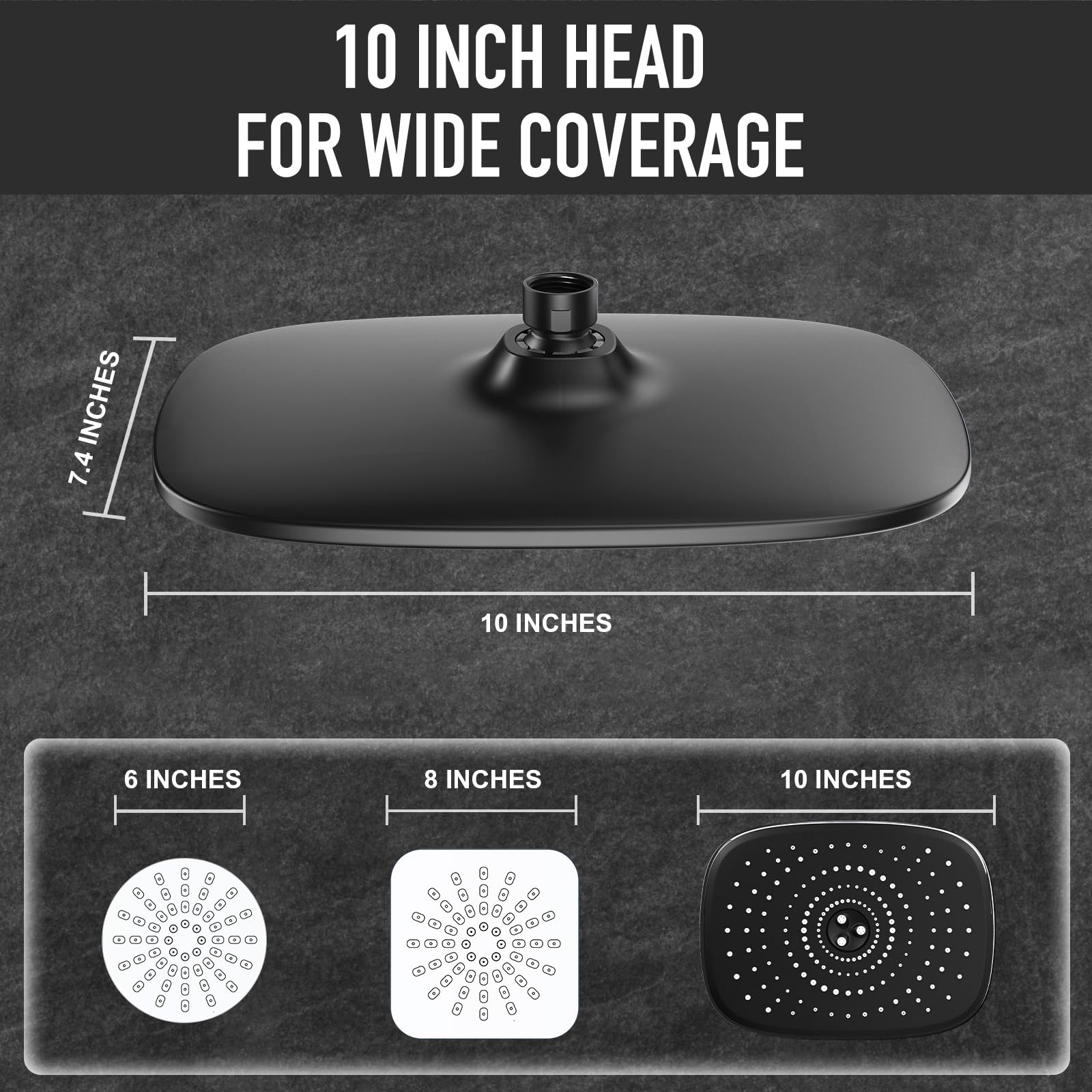 Veken Rain Shower Head with Handheld, High Pressure Rainfall Showerhead Combo with 5 Handheld Water Spray Modes for Bathroom Accessories, Home Decor, Detachable Dual Shower Heads, Matte Black, 10 Inch