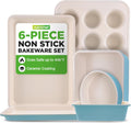 NutriChef 6-Piece Baking Pan Set - Carbon Steel Bakeware with Nonstick Coating | Includes Muffin, Cake, Loaf, & Cookie Pans - Turquoise