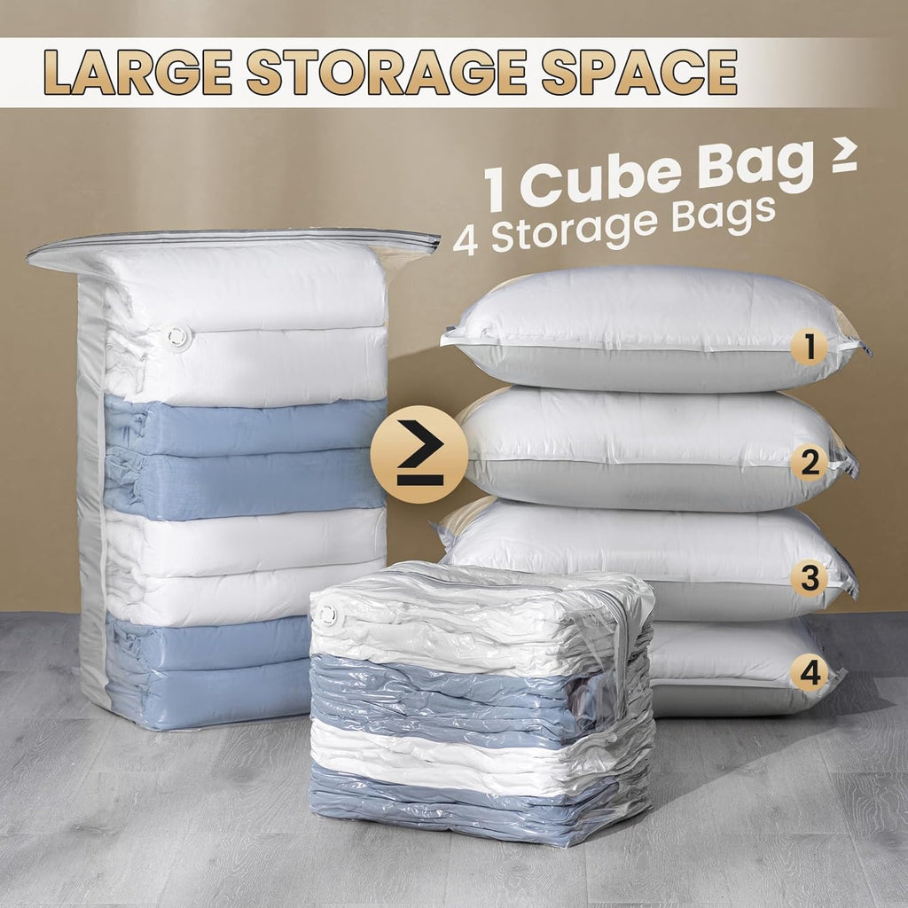TAILI Vacuum Storage Bags - 6 Pack Combo (3 Jumbo + 3 Medium) for Bedding & Clothing Organization