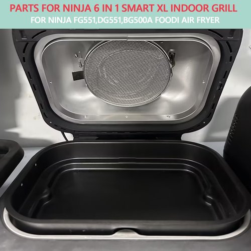 WEBROIL 2-Pack Splatter Shield for Ninja FG551 DG551 BG500A Foodi Air Fryer Accessories, Stainless Steel Splash Guard Replacement Parts for Ninja 6 in 1 Smart XL Indoor Grill, Foodi XL Mesh Screen
