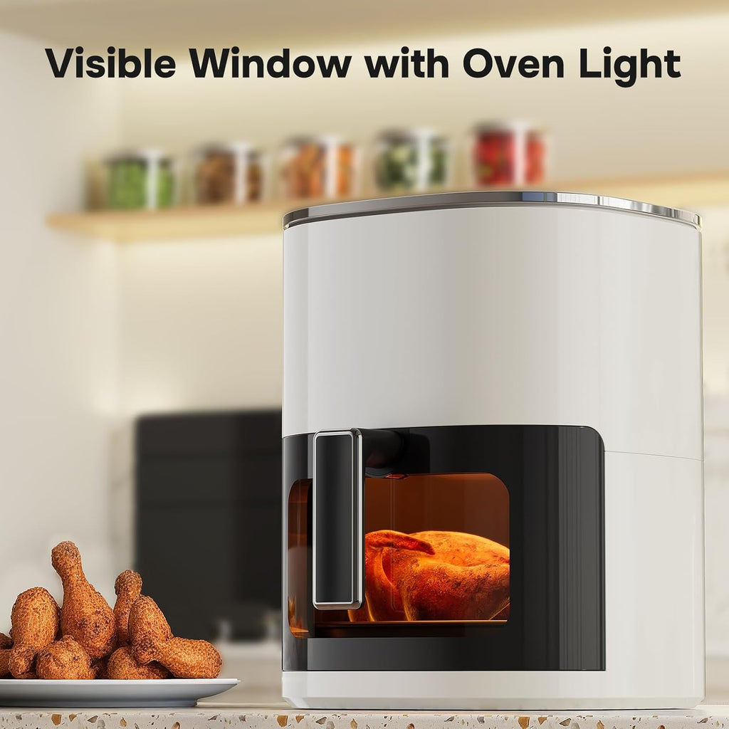 Simple Deluxe Air Fryer - 6.34 QT Digital Air Fryer with Visible Window & 12 Cooking Presets | Beige Finish