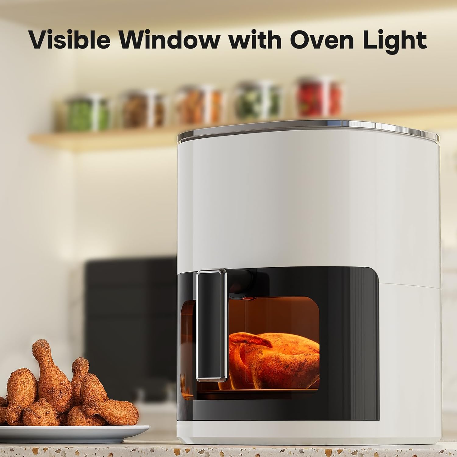 Simple Deluxe Air Fryer - 6.34 QT Digital Air Fryer with Visible Window & 12 Cooking Presets | Beige Finish