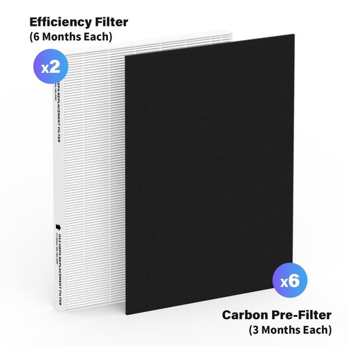 CFKREYA 2 Pack Replacement Filter for Fellowes AeraMax 290/300/DX95 Purifiers and HF-300/AP-300PH, Fits Part# 9287201 & 9324201, 2 Filter and 6 Carbon Filter