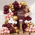 HKYOOD 150Pcs Burgundy Balloon Garland Arch Kit - Birthday Party Decorations with Metallic Rose Gold Maroon White Gold Balloons for Baby Shower Valentines Day Bridal Shower Wedding Prom Decorations