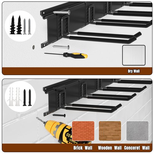 Garage Garden Tool Organizer Wall Mount, Heavy Duty Garage Tool Storage Rack 32 Inches, Max Load 220lb - Shovel, Rake, Folding Chair, Weed Eater Storage