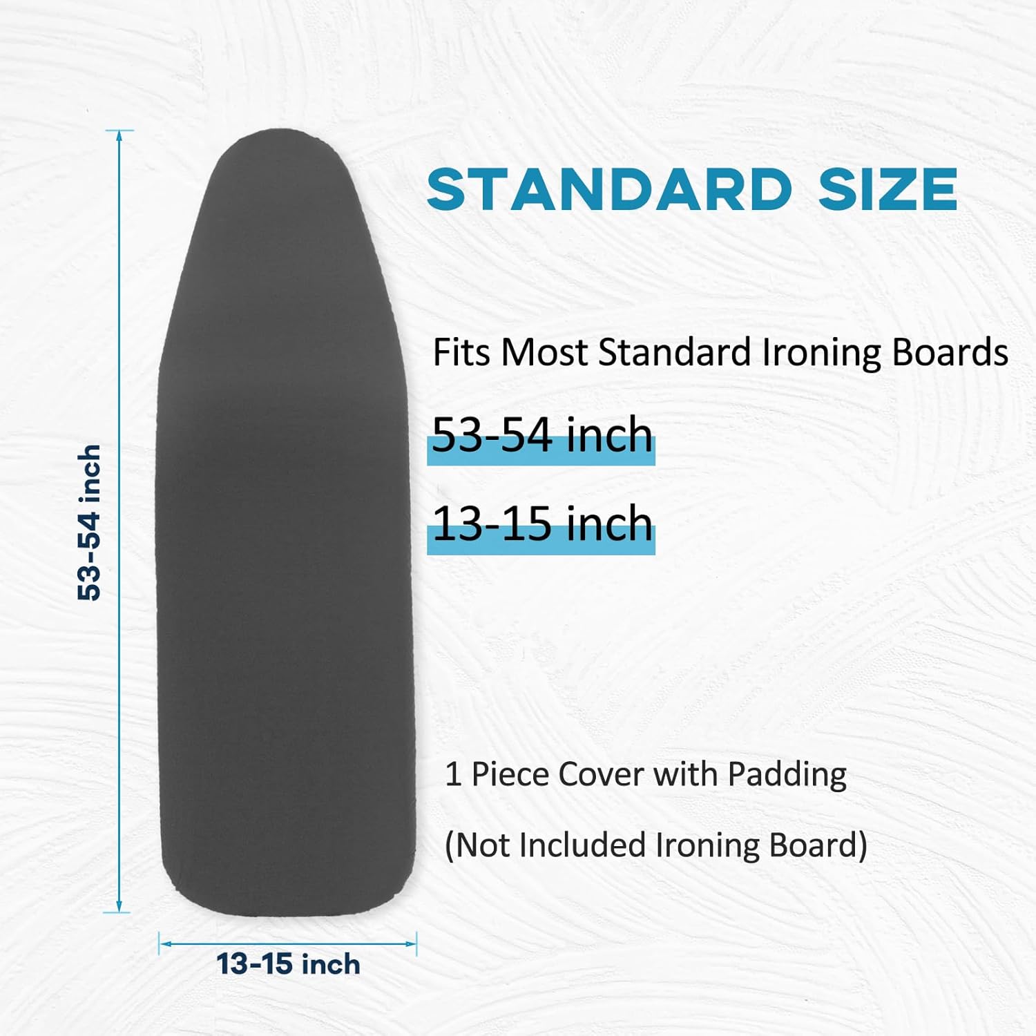 RAINHOL Iron Board Cover - Extra Thick, Scorch & Stain Resistant, Standard Size 15"x54", Black
