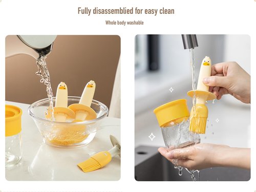 6.8oz Oil Dispenser Bottle with Brush for Kitchen, Basting Bottle, Silicone Basting Brush, for Cooking BBQ Kitchen, White