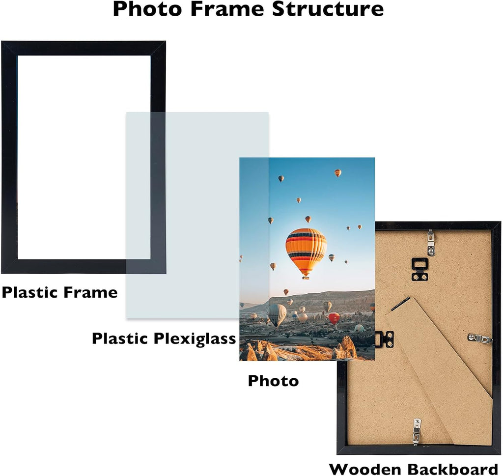 Regine Switzerland 8.5x11 Picture Frame Set of 4 - Shatter Resistant Plexiglass for Wall or Tabletop Display
