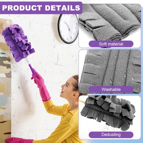 14 Pcs Duster Refill Fleece Refills for Swiffer, Dry/Wet Dual Use Clean Heads Reusable Fleece Duster Pads Refills for Ceiling Fan, Hardwoods Window Kitchen Floor