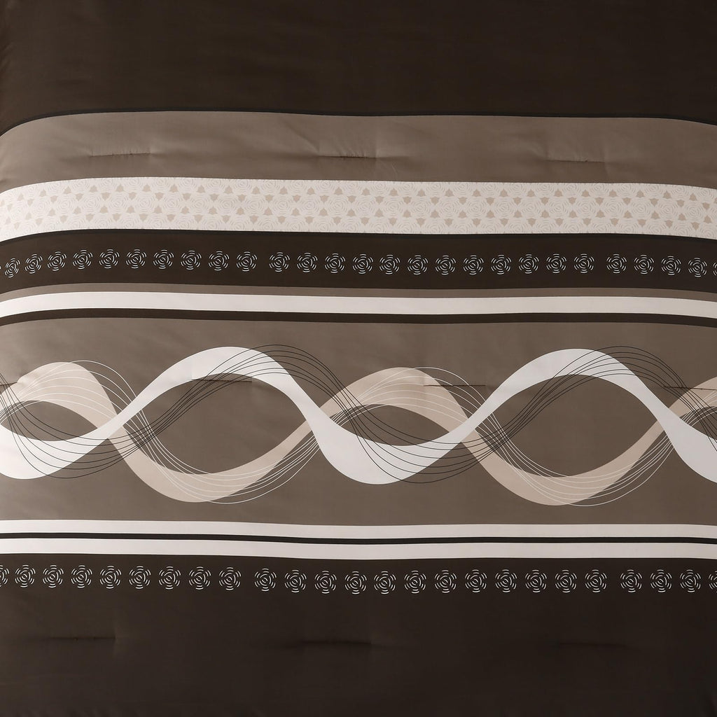 Anibedding Boho Comforter Set,8 Pieces Bed in a Bag Patchwork Striped Comforter Set,Brown Bed Set Queen Size, Soft Microfiber Boho Bedding Set for All Season(90"×90")
