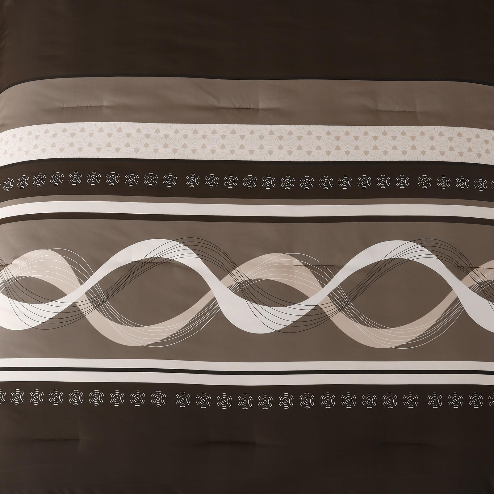 Anibedding Boho Comforter Set,8 Pieces Bed in a Bag Patchwork Striped Comforter Set,Brown Bed Set Queen Size, Soft Microfiber Boho Bedding Set for All Season(90"×90")