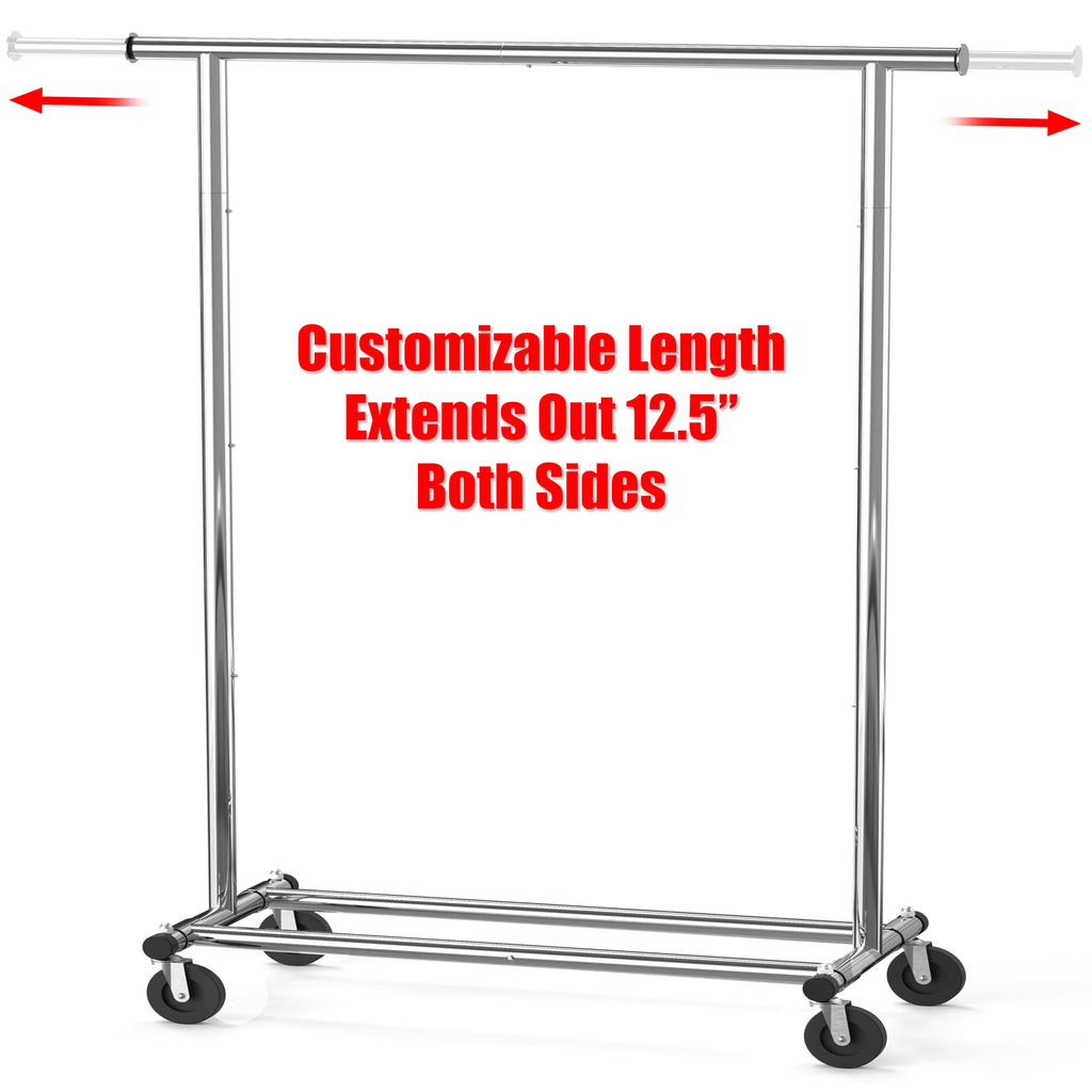 Simple Houseware Heavy Duty Clothing Garment Rack, Holds Up to 150 lbs, 42 to 67 Inches Extendable Rod, Chrome