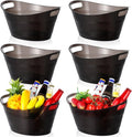 meekoo 6 Pcs Plastic Ice Buckets Bulk with Handles 4.5L Oval Storage Tub Large Capacity Ice Drink Bucket for Party Bar Wine Beer Champagne Beverage Bottle Cooler (4.5 L,Black)