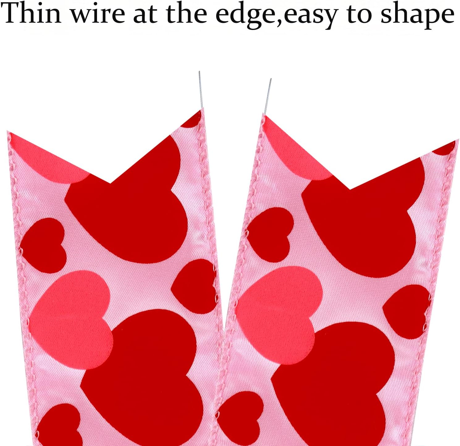 Valentine Tree Topper Bow by [Brand Name] - Large Red & Pink Heart Decorations | 11.4”x19.6” for Holiday Decor