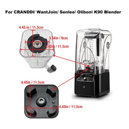 CRANDDI Spare Cup for K90, 80oz Blender Container, 2200ml Pitcher Jar with Long Blade Assembly, Quiet Blender Replacement Spare Part, Clear (80oz/K90 Cup)
