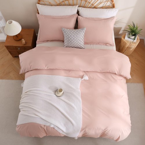 JSD Dusty Pink Duvet Cover Set Twin Size, 2 Piece Microfiber Kids Duvet Cover with Pillow Sham, Zipper Closure, Comforter Not Included