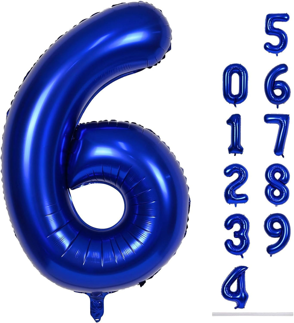 Skiennix Navy Blue Number 6 Balloon - 40In Large Foil Balloon for 6th Birthday Party Decorations