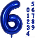 Skiennix Navy Blue Number 6 Balloon - 40In Large Foil Balloon for 6th Birthday Party Decorations