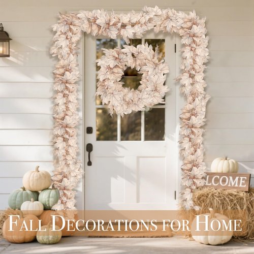 2 Pack 6 Ft Thanksgiving Decorations Fall Garland Maples Leaves Garlands Artificial Autumn Foliage Garlands Thanksgiving Garland for Home Farmhouse Porch Wedding Table Mantle Fireplace Party Christmas