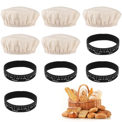 5Pcs Sourdough Starter Jar Cover Cloth, Unbleached Fabric Bread Fermentation Cover Reusable Linen Covers for Container, Tops Breathable Elastic Fabric Covers for Wide Mouth and Normal Mouth