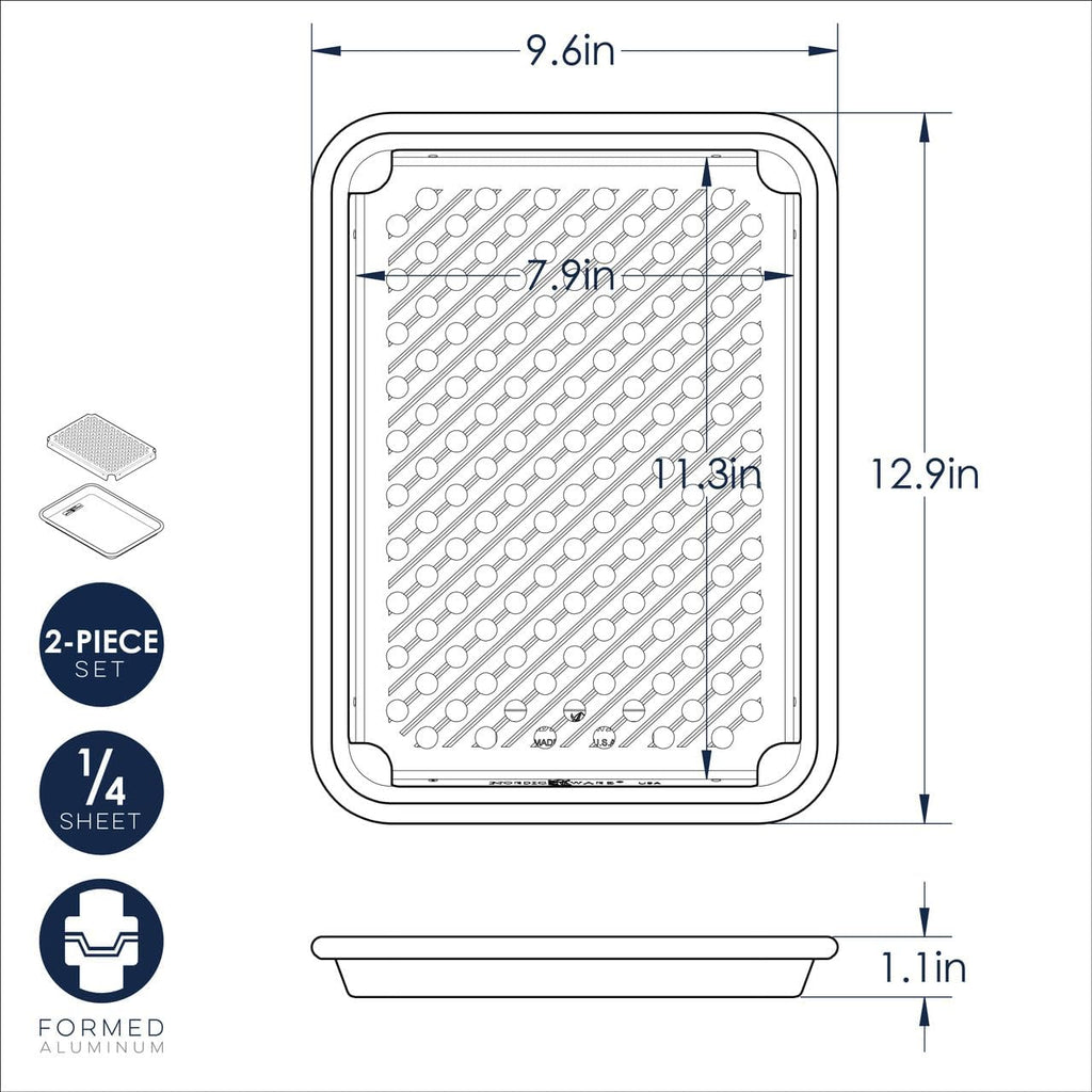 Nordic Ware Naturals Quarter Sheet Pan - Versatile Oven & Cooling Rack Combo | Perfect for Baking