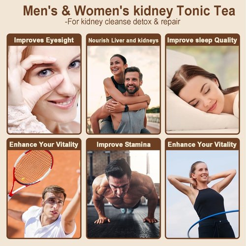 Tealth Ginseng Five Treasures Tea - Kidney Tea Formula 6 Precious Ingredients Formula Natural Organic Kidney Cleanse Detox Chinese Herbal Teafor Women & Men(1 Pack/30 Bags)