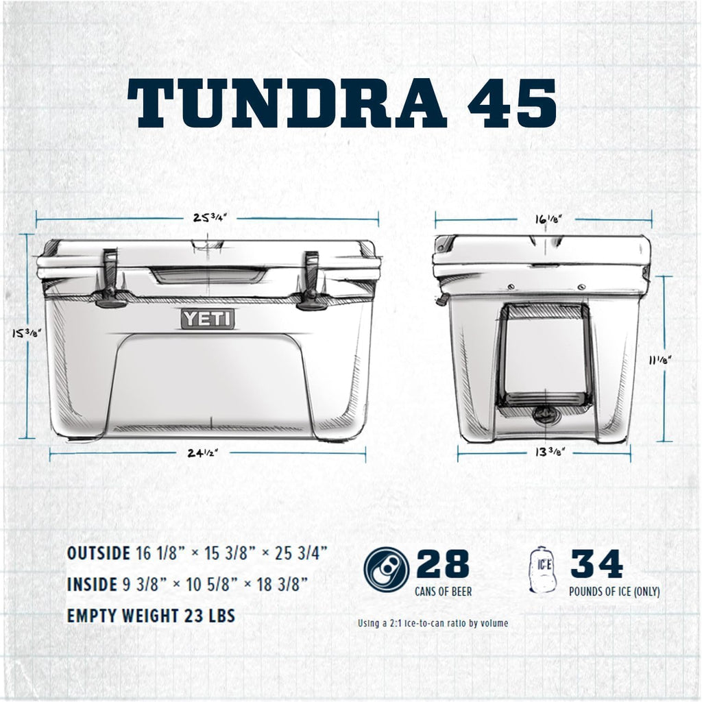 YETI Tundra 45 Cooler - Durable Insulated Design for Outdoor Adventures | Perfect Size for Camping