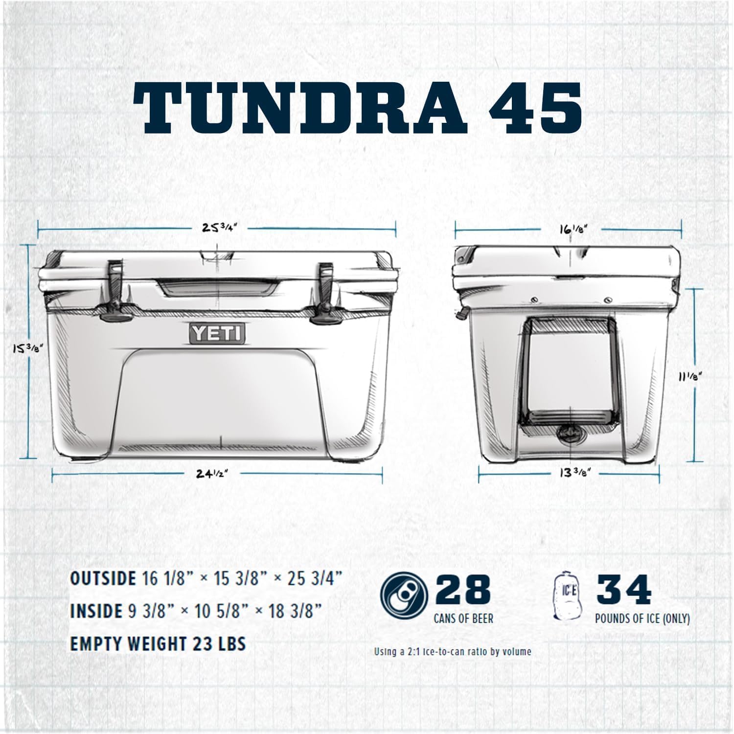 YETI Tundra 45 Cooler - Durable Insulated Design for Outdoor Adventures | Perfect Size for Camping