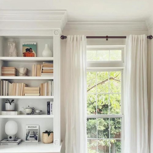 GXOACKJ Heavy-Duty Metal Curtain Rod Set - 2 Pack Brown, Adjustable 32 to 62 Inch with Brackets