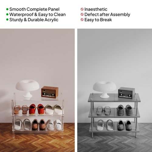 Aquiver 3-Tier Acrylic Shoe Rack - Modern Freestanding Shoe Storage Shelf for Entryway, Closet - 25.6'' L x 11.8'' W x 20.3'' H, Easy Assembly & Clean