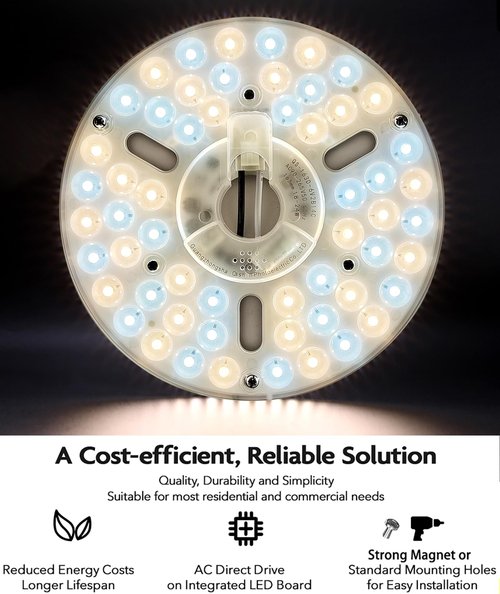 24W 6.4" Dimmable LED Light Engine Retrofit Kit for Ceiling Fan Light Replacement LED Board Panel,3 Color Temperature Adjustable,ETL Listed